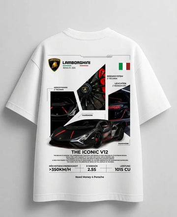Lamborghini car enthusiast streetwear graphic T-shirt mockup