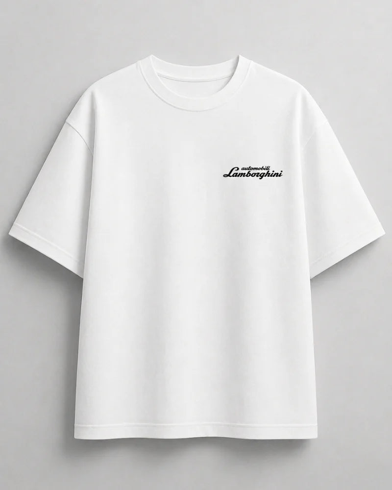 Lamborghini Huracan dreamer white oversized graphic T-shirt mockup