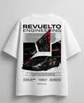 White oversized Lamborghini Huracan inspired fashion T-shirt