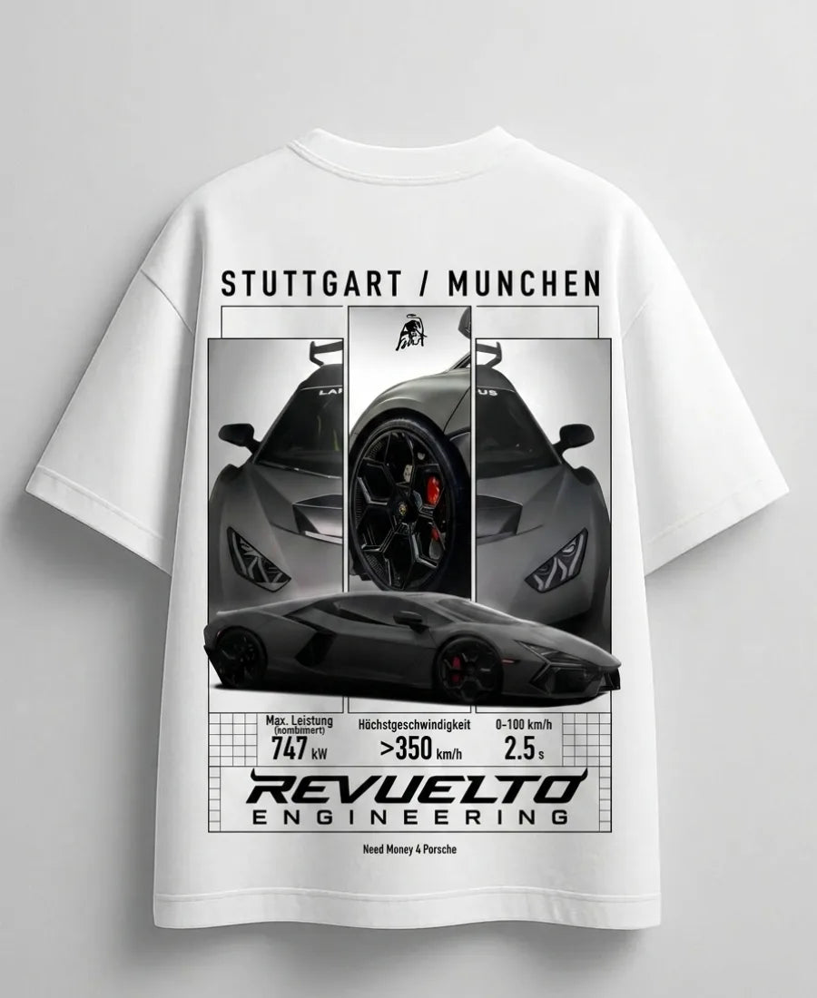 Need Money for Lamborghini Huracan dreamer oversized white graphic T-shirt