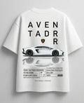 Lamborghini Huracan dreamer white oversized graphic T-shirt mockup