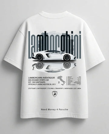 Need Money for Lamborghini inspired streetwear graphic oversized T-shirt