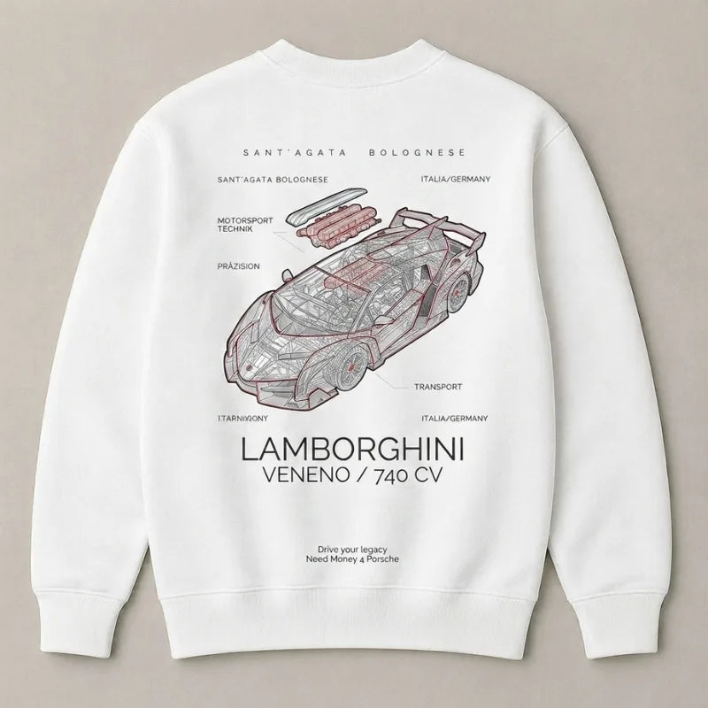 Luxury Lamborghini supercar graphic sweatshirt