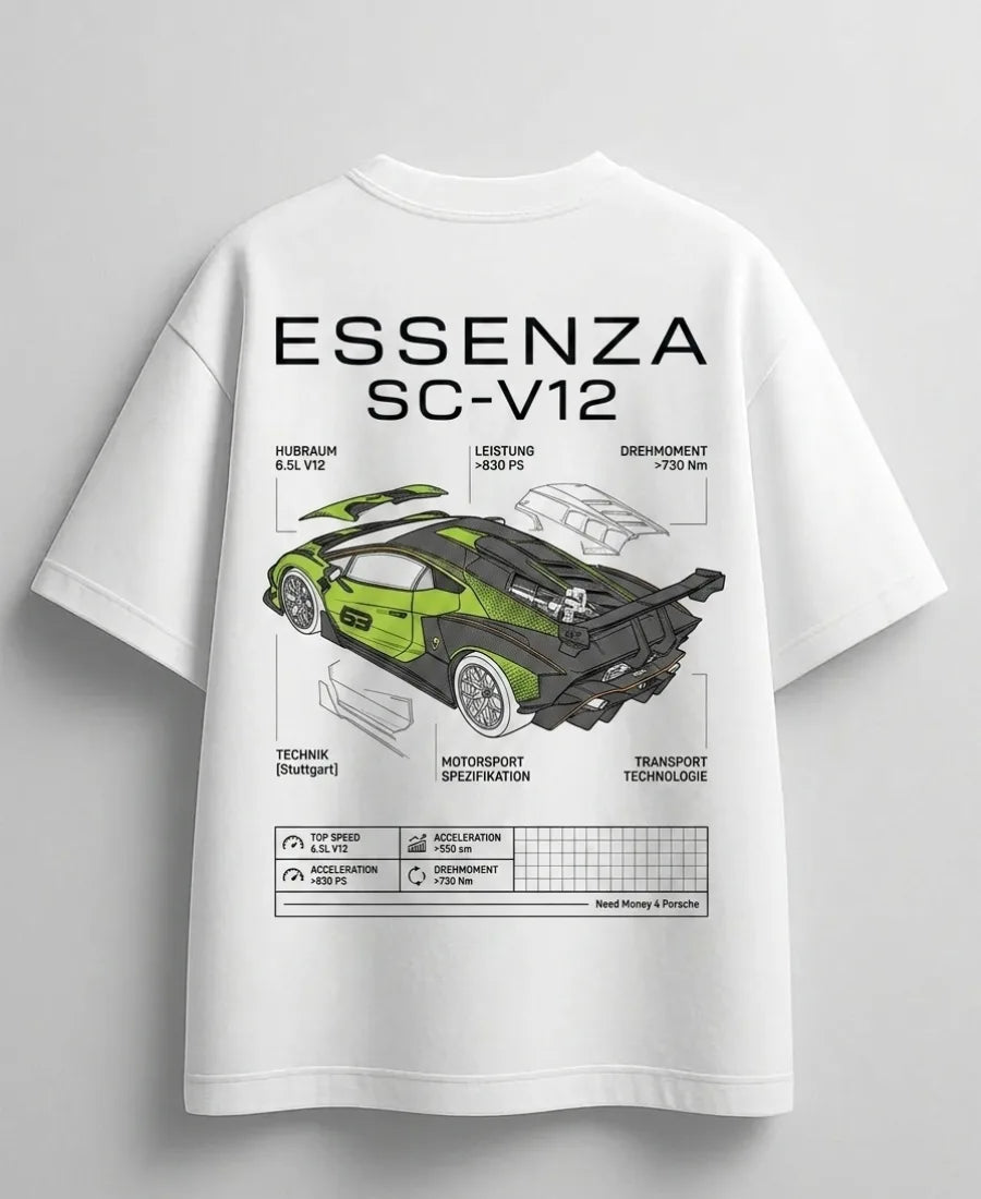 White Lamborghini car enthusiast tee for luxury vehicle lovers