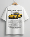 Fashionable Lamborghini inspired streetwear graphic tee in white