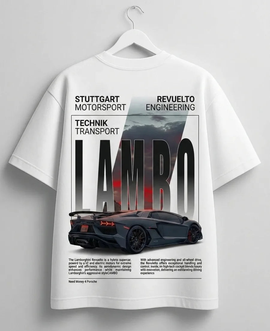 Luxury Lamborghini themed streetwear fashion tee for car lovers