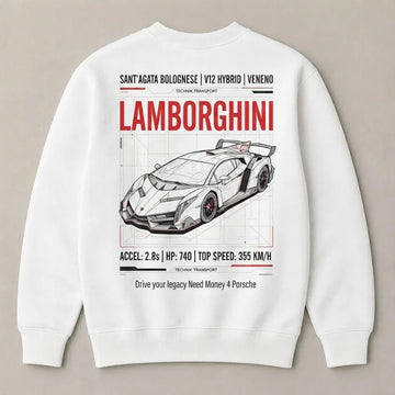 Exotic car enthusiast graphic sweatshirt inspired by Lamborghini