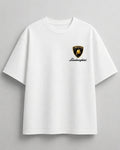 White oversized Lamborghini funny quote graphic shirt