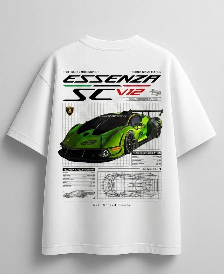Need Money for Lamborghini supercar fan white graphic T-shirt