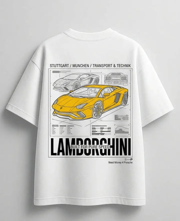 Need Money for Lamborghini Supercar Lifestyle oversized white graphic T-shirt