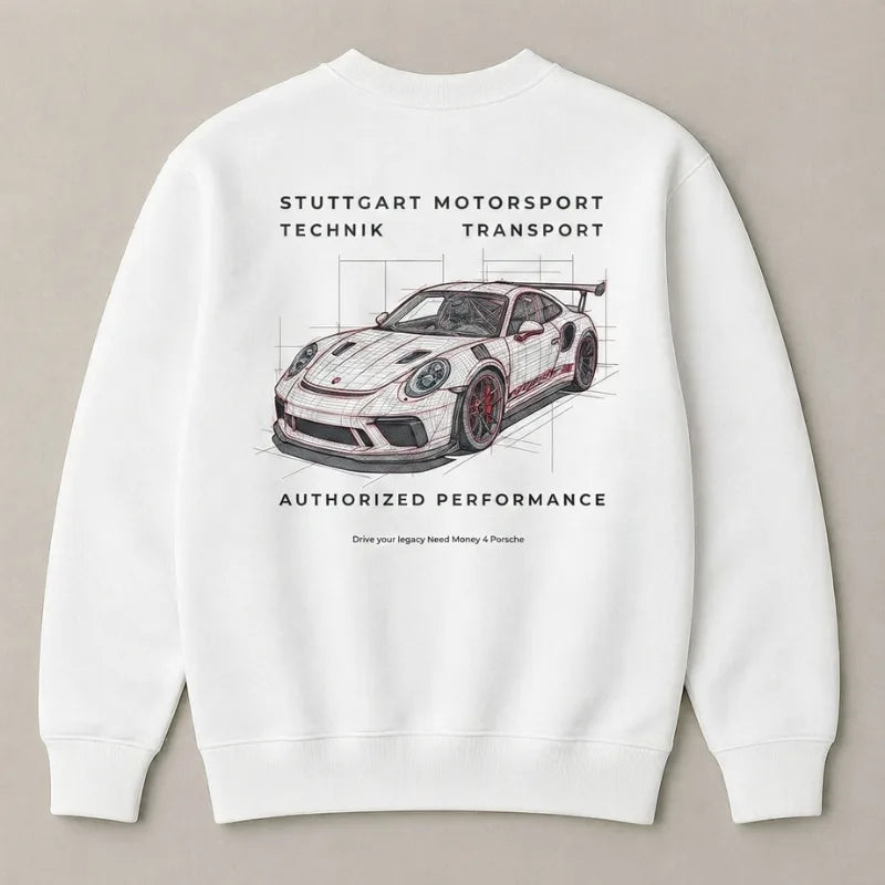 White Lamborghini oversized graphic sweatshirt for men