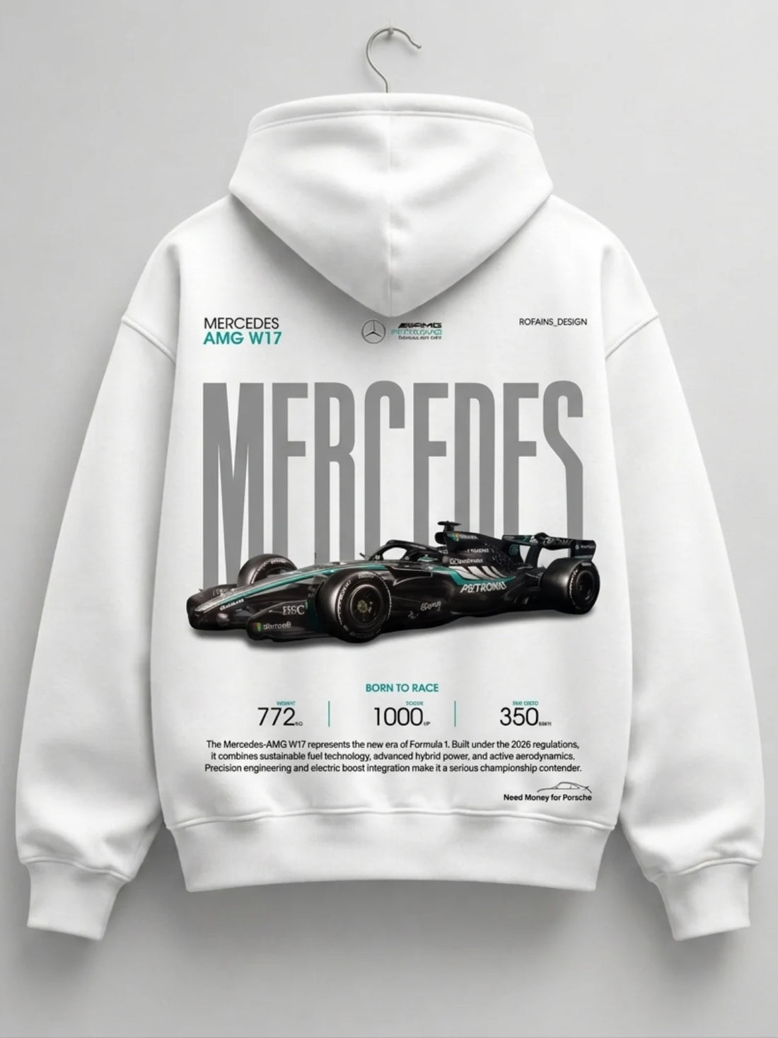 Need Money for Mercedes-Benz AMG Edition hoodie front view premium streetwear automotive style