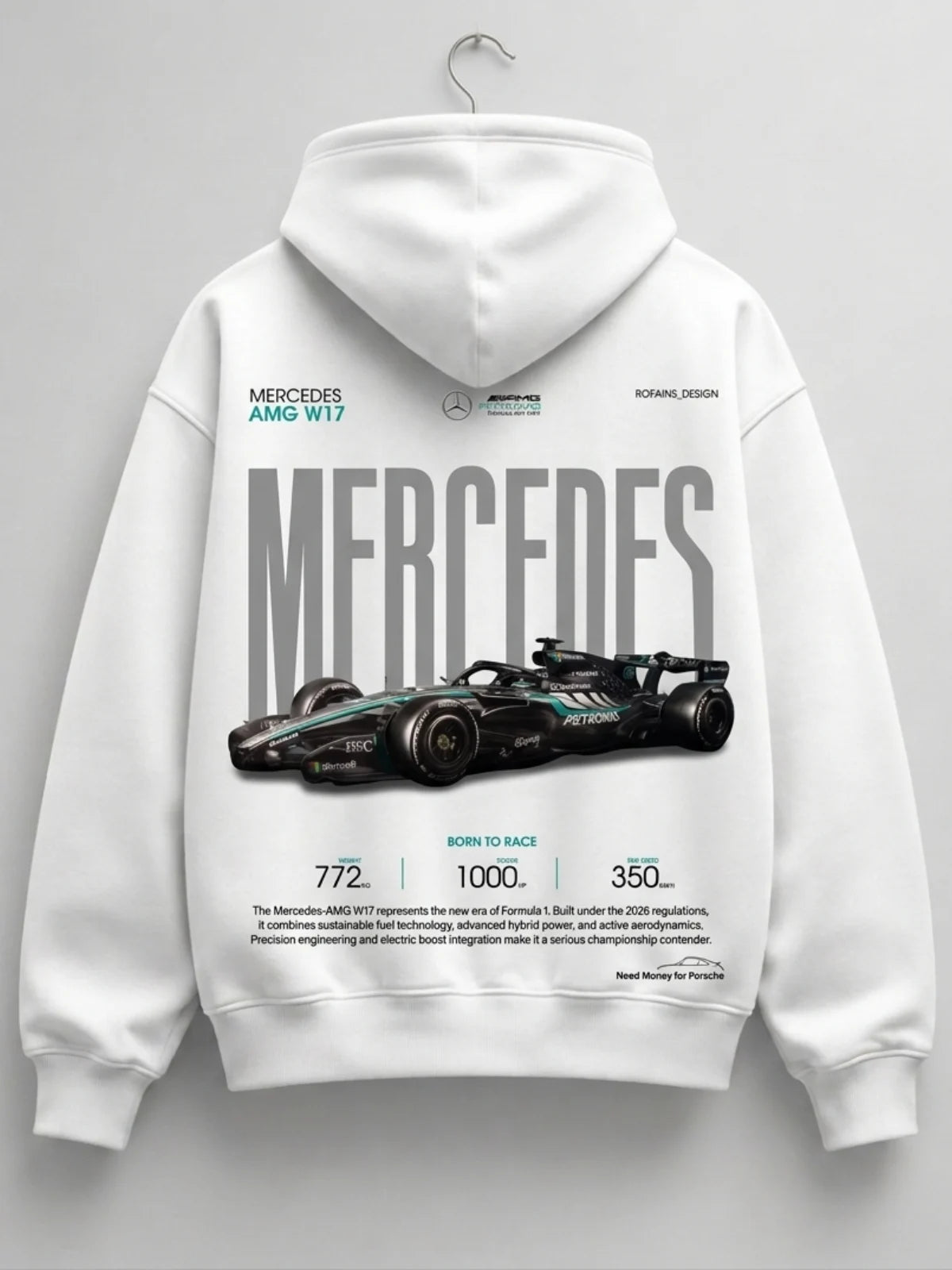 Need Money for Mercedes-Benz AMG Edition hoodie front view premium streetwear automotive style