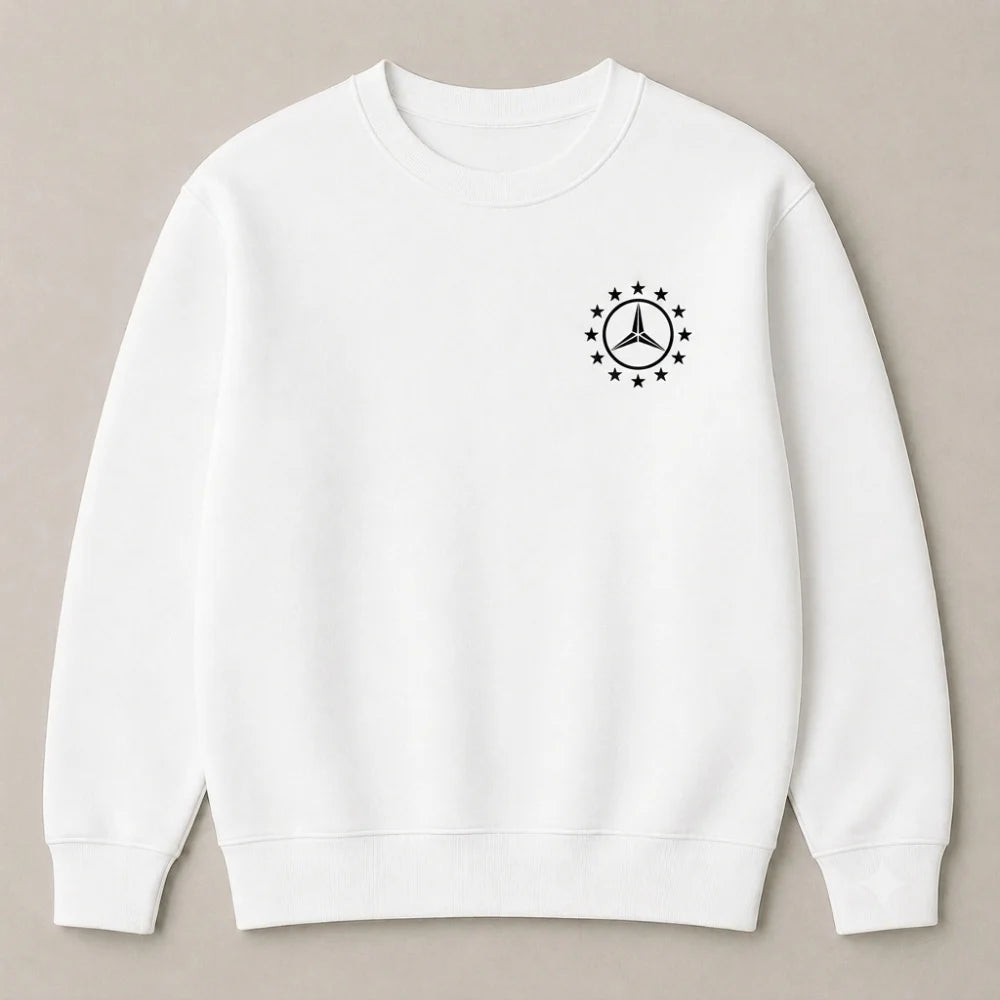 White Mercedes-Benz inspired oversized sweatshirt for men