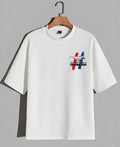Oversized white graphic tee featuring Mustang inspired print