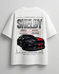 Ford Mustang themed graphic logo white cotton tee