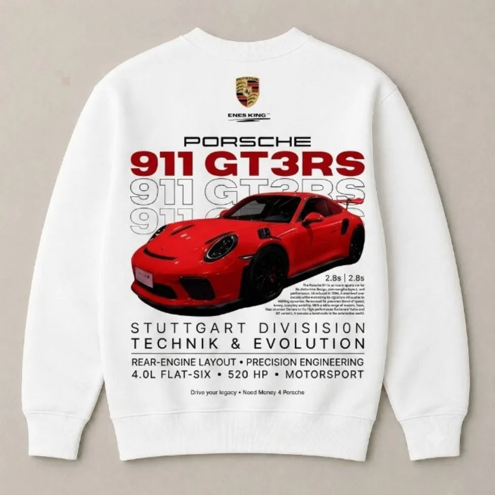 Need Money for Porsche 911 fashion oversized white sweatshirt