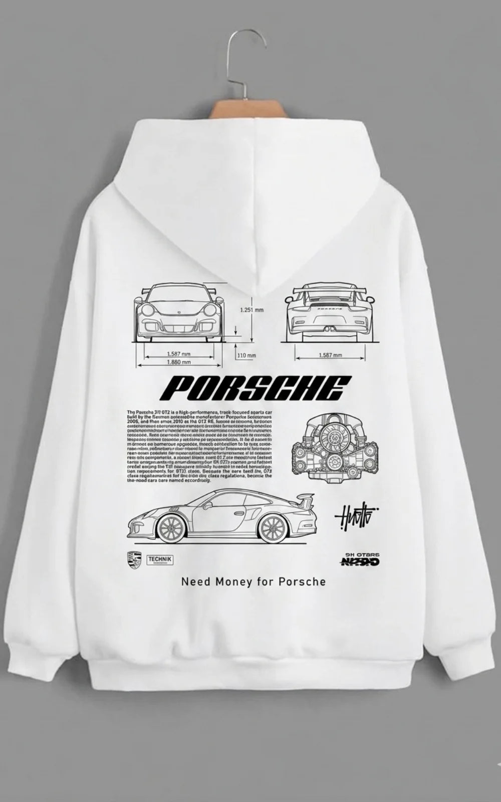 Need Money for Porsche 911 Icon Series hoodie black color modern luxury streetwear look