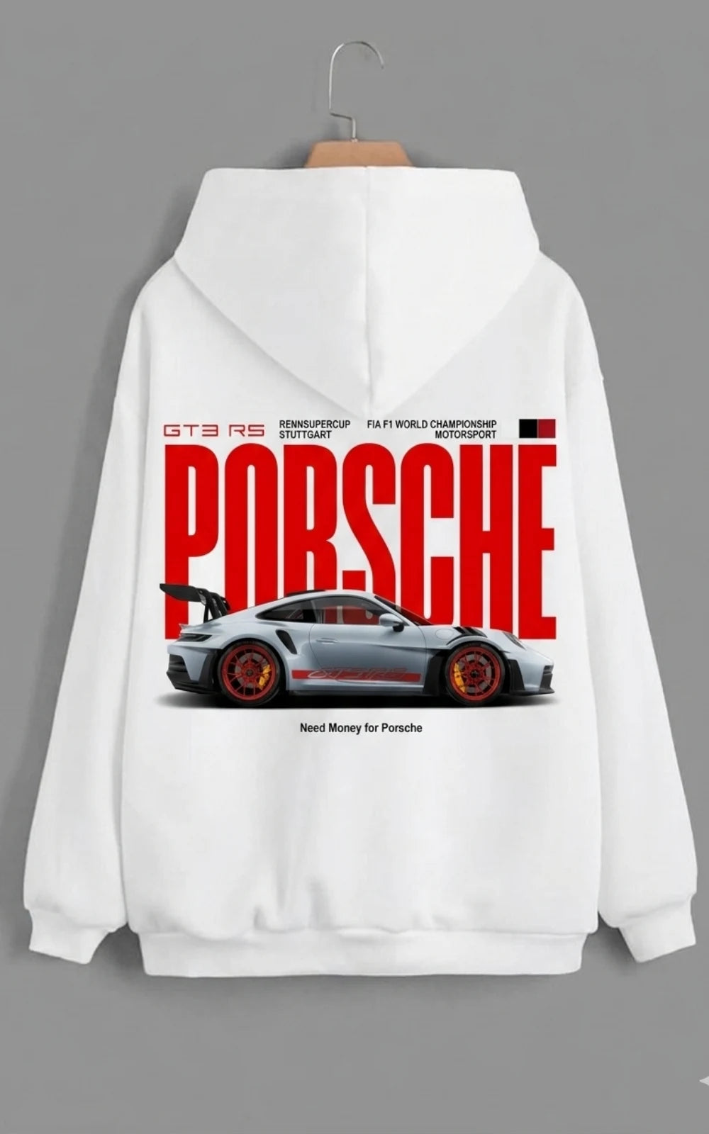Need Money for Porsche 911 Legacy hoodie black color modern luxury streetwear look
