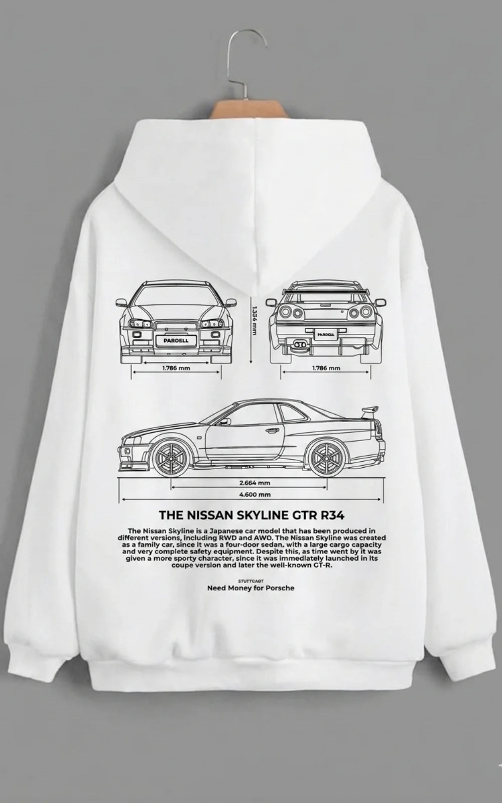 Need Money for Porsche 911 Legacy hoodie side angle trendy streetwear apparel fit