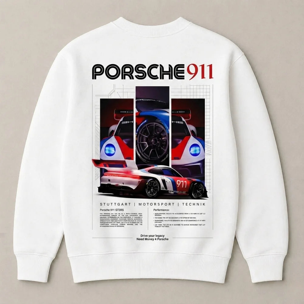 Luxury sports car graphic oversized sweatshirt for men