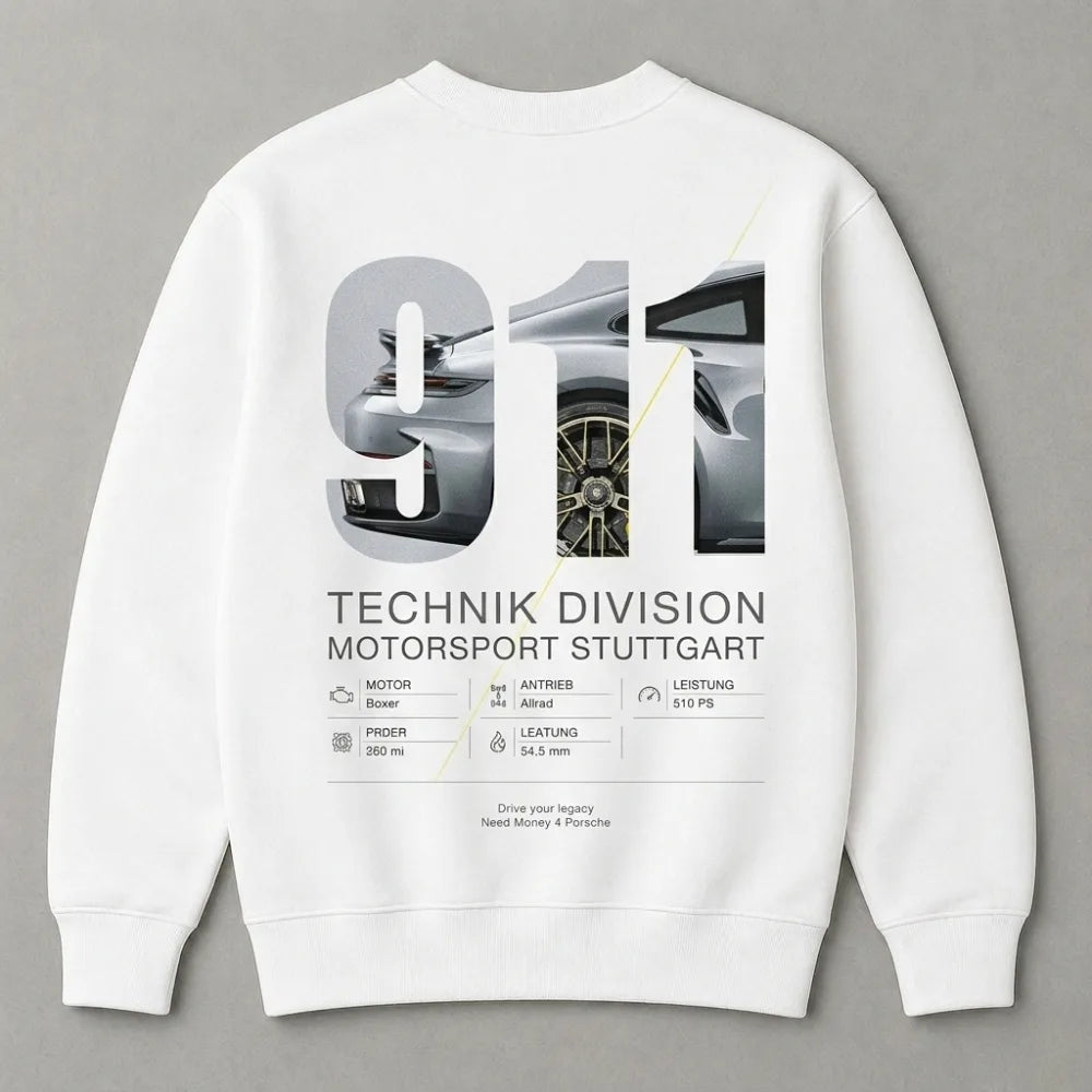 Luxury lifestyle graphic sweatshirt inspired by Porsche 911