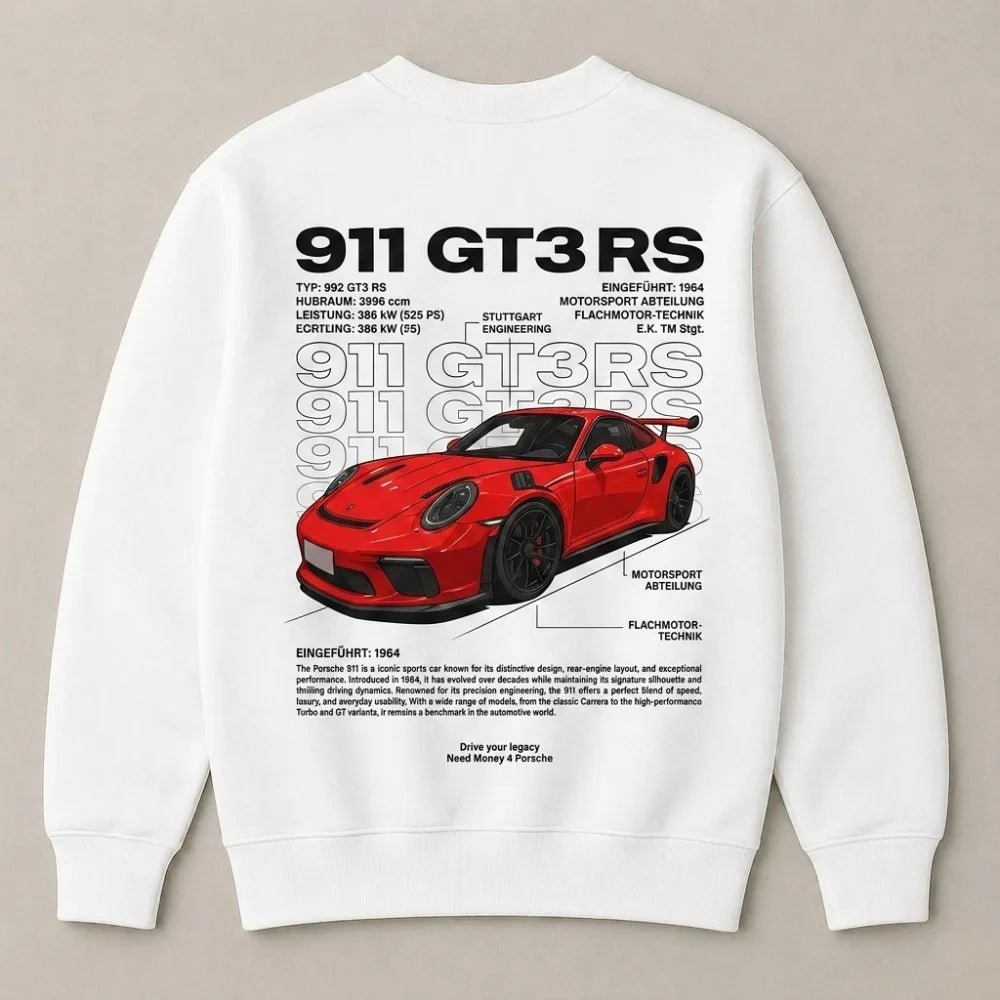 Need Money for Porsche 911 trendy white graphic sweatshirt