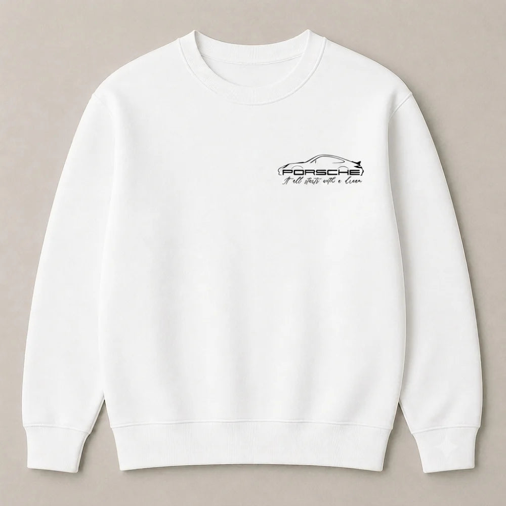 White Porsche 911 inspired oversized streetwear sweatshirt