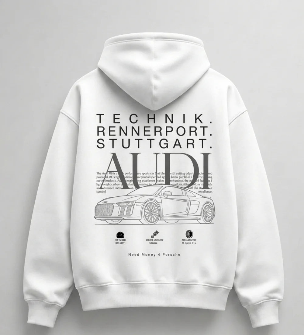 Need Money for Porsche Audi classic pullover hoodie side angle premium apparel fit