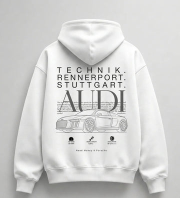 Need Money for Porsche Audi classic pullover hoodie side angle premium apparel fit