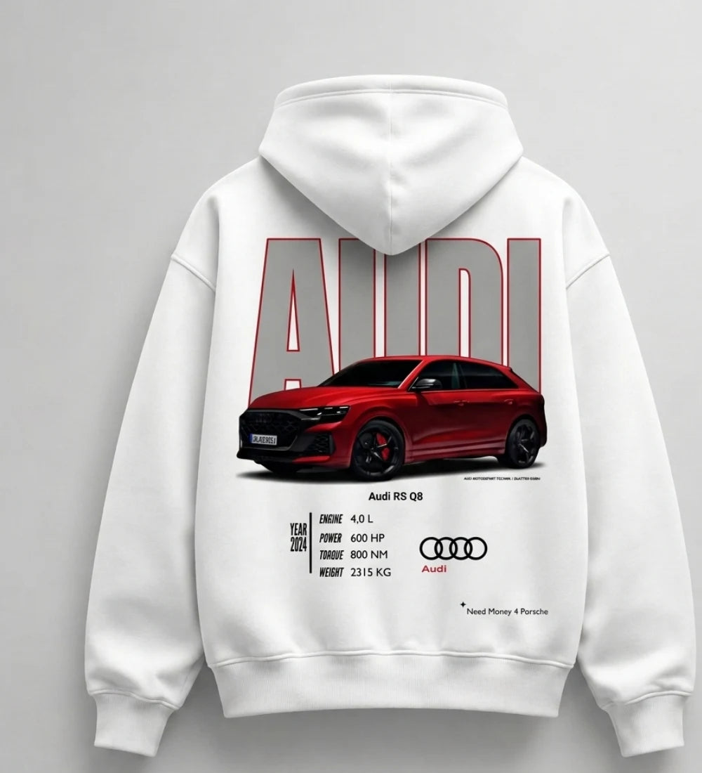 Need Money for Porsche Audi classic pullover hoodie white color clean modern fashion style
