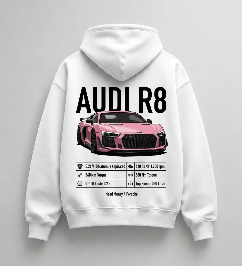 Need Money for Porsche Audi hustle oversized hoodie front view modern streetwear fashion