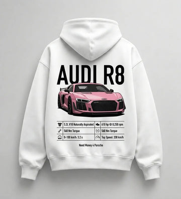 Need Money for Porsche Audi hustle oversized hoodie front view modern streetwear fashion