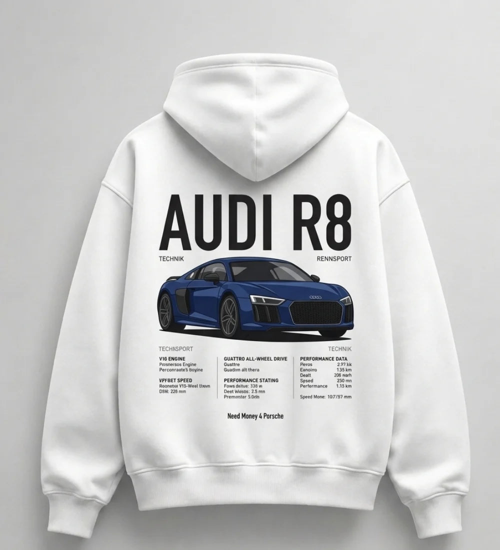 Need Money for Porsche Audi hustle oversized hoodie close up graphic detail design print