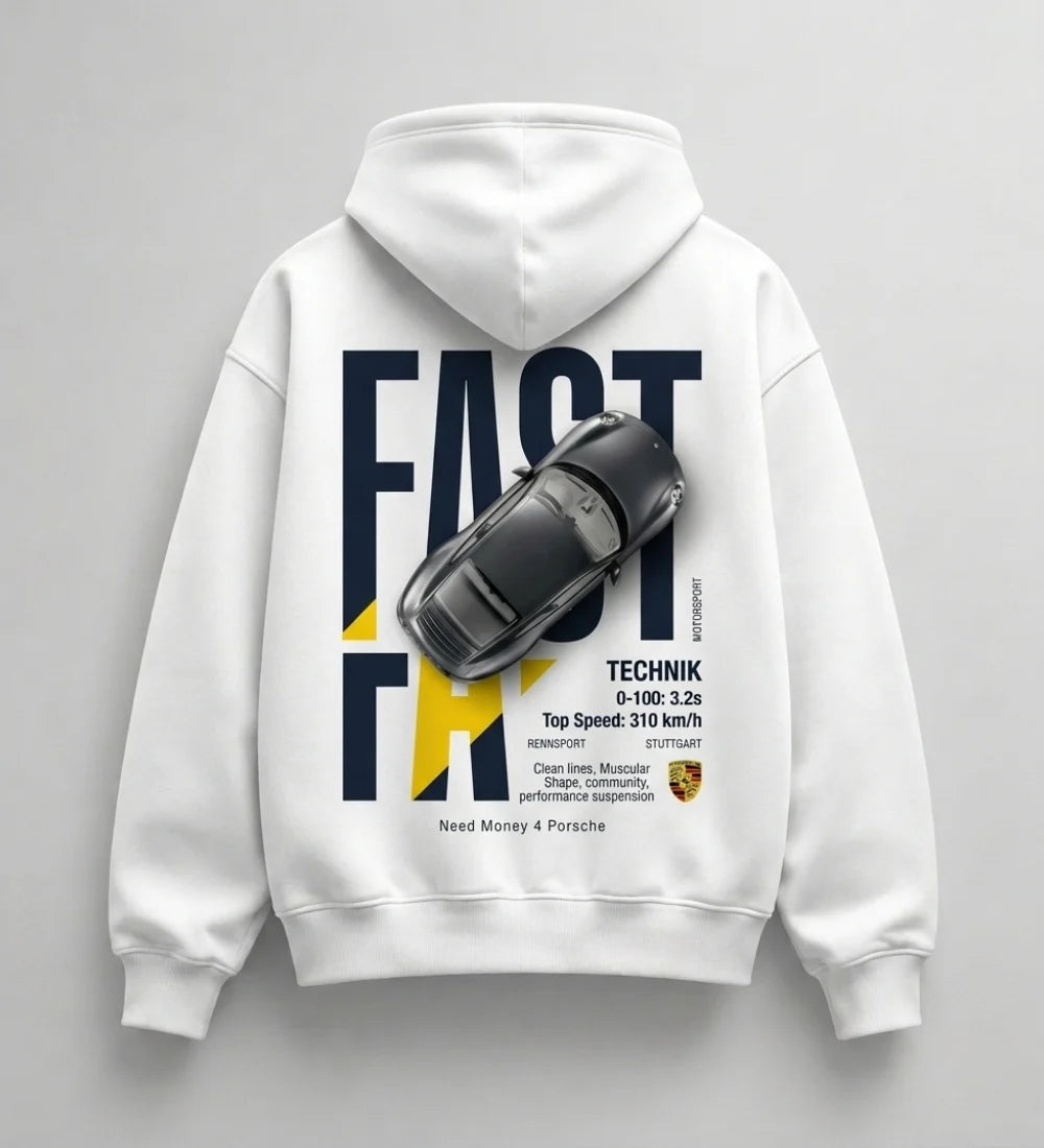 Need Money for Porsche Audi hustle oversized hoodie lifestyle casual urban automotive outfit