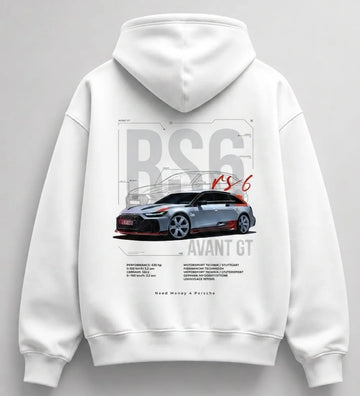 Need Money for Porsche Audi hustle oversized hoodie white color clean modern street fashion