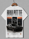 Need Money for Porsche Dodge muscle car graphic Brad Pitt tee close up graphic detail