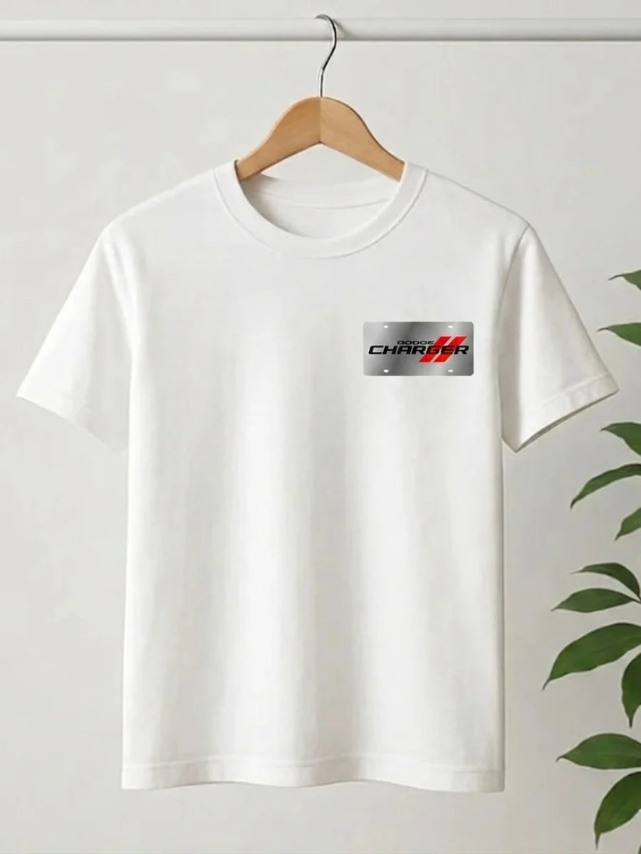 Need Money for Porsche Dodge racing inspired graphic T-shirt front view modern streetwear style