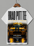 Need Money for Porsche Dodge racing inspired graphic T-shirt close up design detail print
