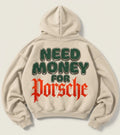 Need Money for Porsche Green Bubble Gothic Cream Hoodie