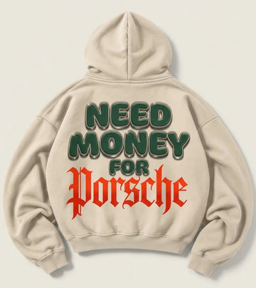 Need Money for Porsche Green Bubble Gothic Cream Hoodie