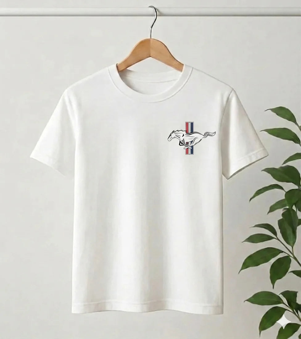 Need Money for Porsche Mustang street style Brad Pitt tee front view modern automotive streetwear