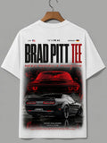 Need Money for Porsche Mustang street style Brad Pitt tee front view modern automotive streetwear