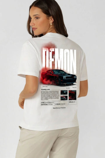 Need Money for Porsche Women’s Oversized White Back Print T-Shirt