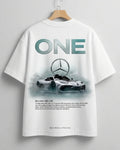 White Mercedes-Benz oversized cotton t-shirt with graphic print