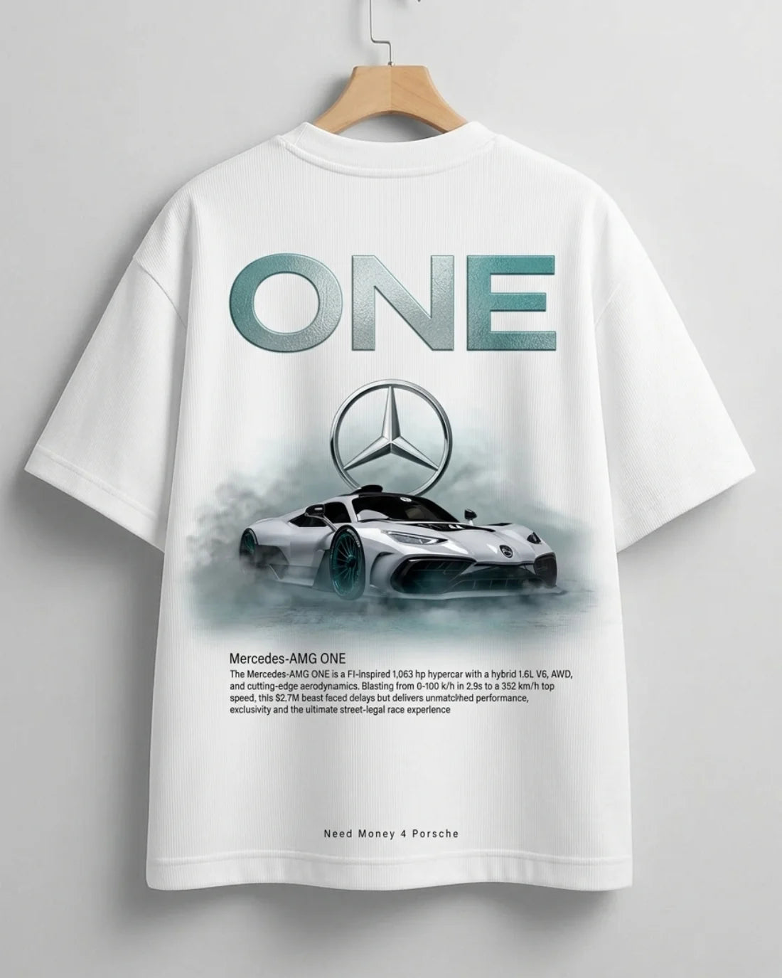 White Mercedes-Benz oversized cotton t-shirt with graphic print