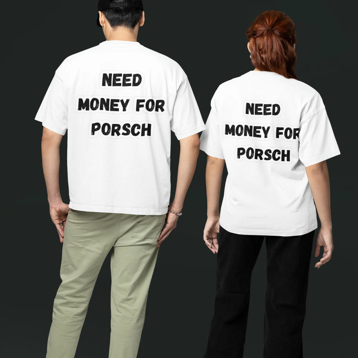 Need Money For Porsche Classic Black T-Shirt logo close up