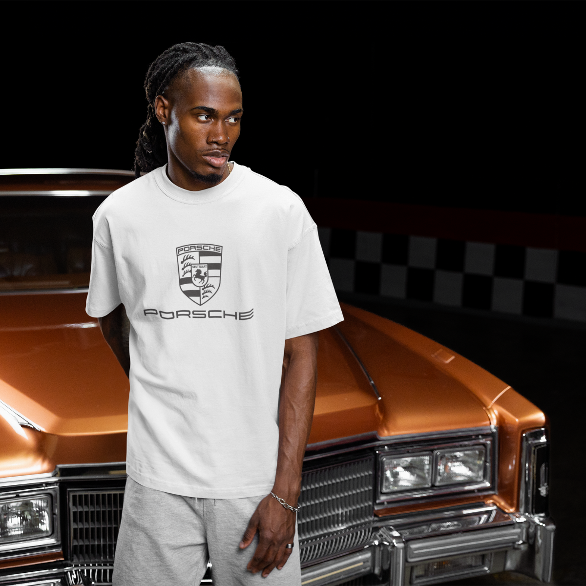 Need Money For Porsche Classic Minimal Oversized T-Shirt oversized fit detail
