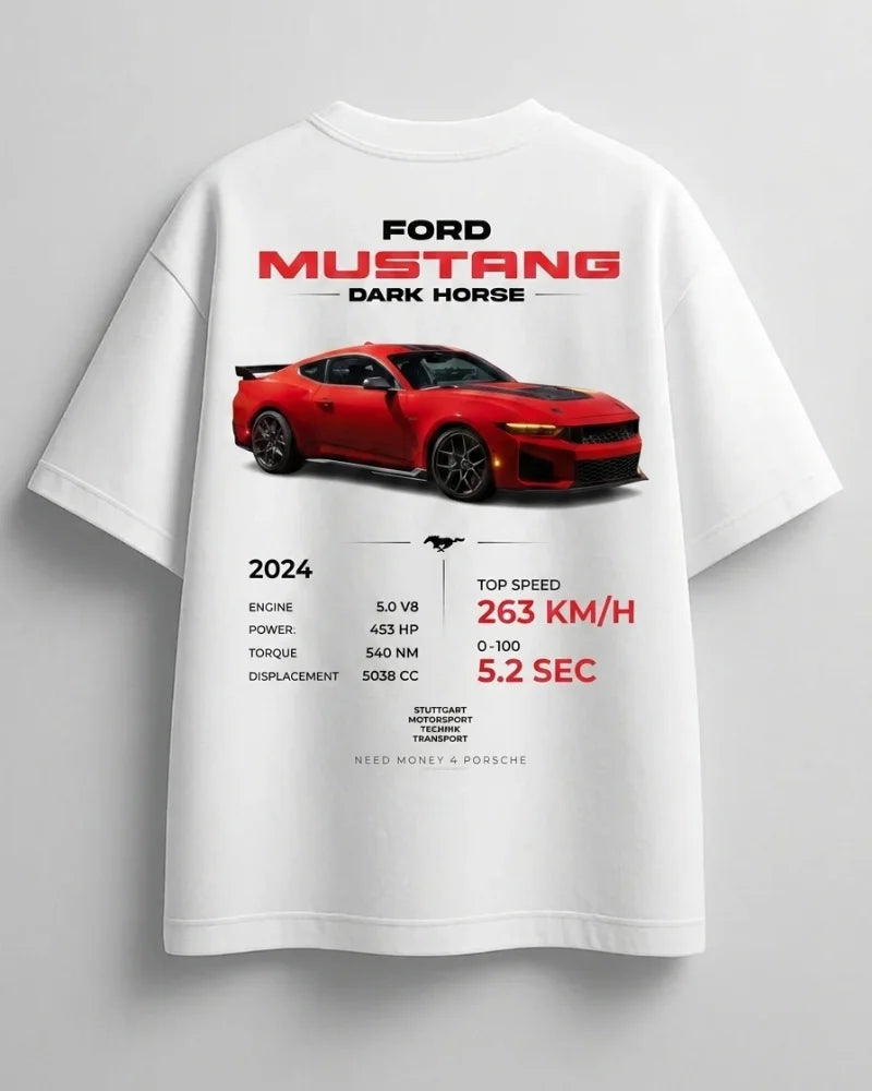Fashionable Need Money for Mustang white streetwear shirt