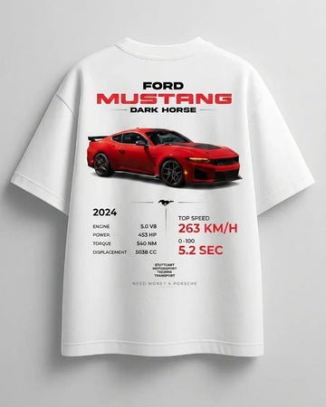 Fashionable Need Money for Mustang white streetwear shirt